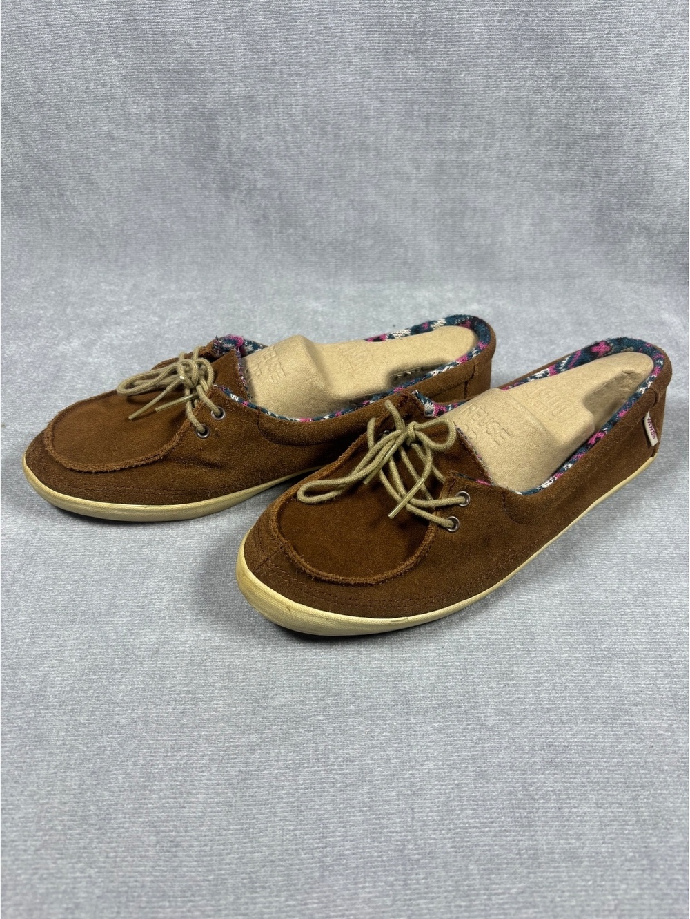 Vans Rata Lo Suede Loafers Womens 9.5 Brown Moccasin Boat Shoe Aztec VN-0OK3AJ8